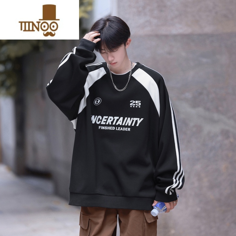 YANXU圆领卫衣男2023新款复古小众情侣街头vibe嘻哈运动情侣上0高清大图