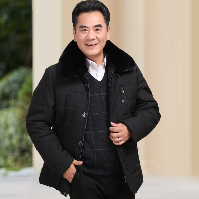骄克雄狮jankeleone男士棉衣大毛领商务休闲款大码中年棉服冬季加绒