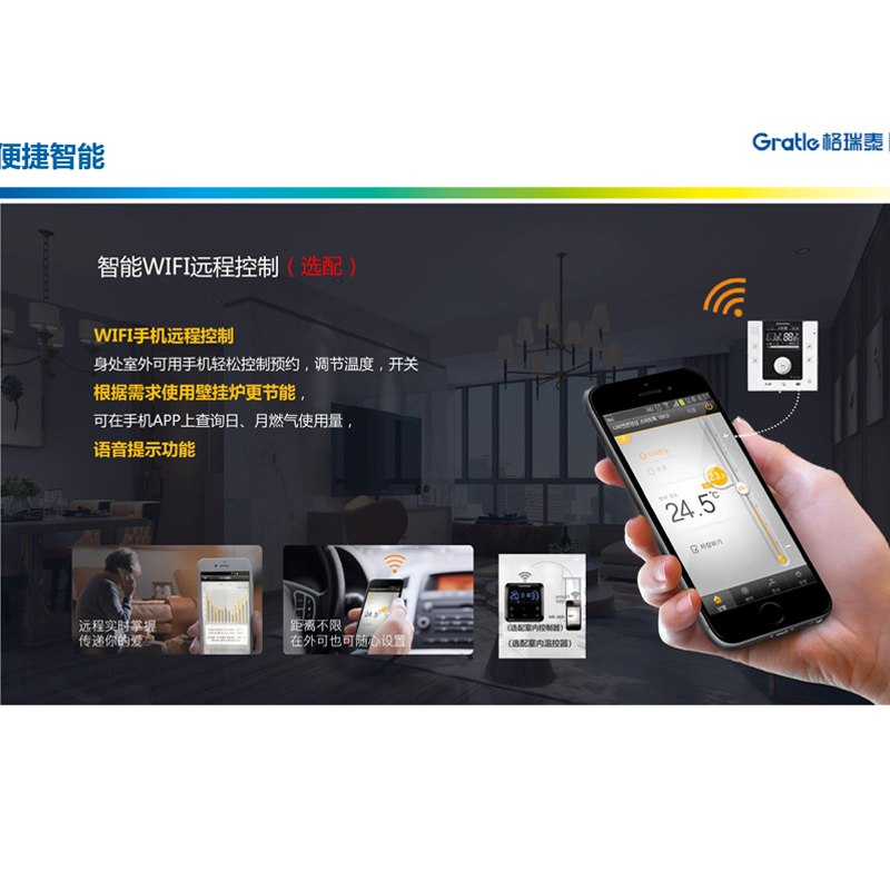 格瑞泰LL1GBQ19-QL20家用天然气壁挂炉冷凝式燃气暖气两用炉