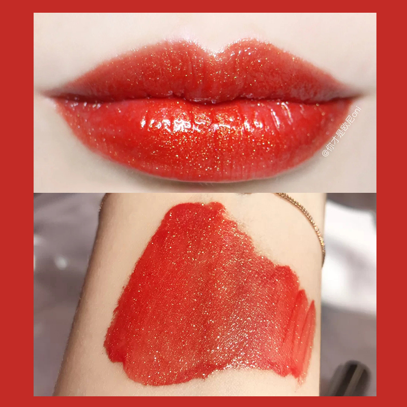 阿玛尼armani黑管镜面漆光迷情唇釉唇彩黑管口红6ml302流彩橘色