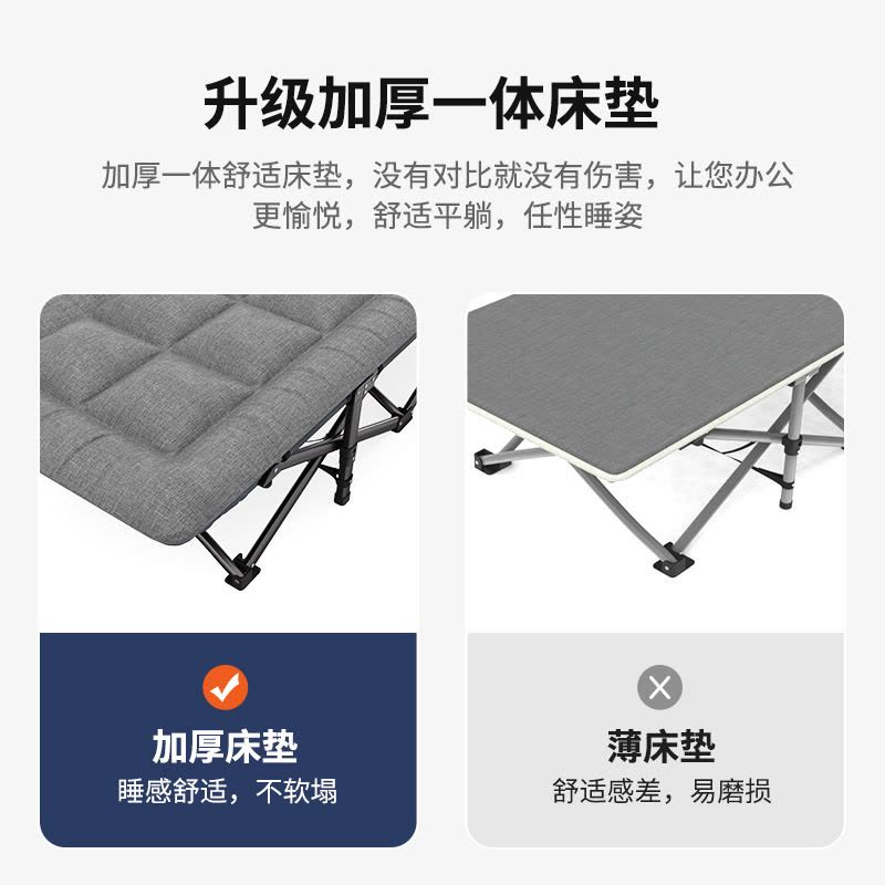 家用折叠行军床单人床办公室午休床便捷式躺椅子户外露营折叠床陪护-方管麂皮绒床垫一体【190*70cm】图片