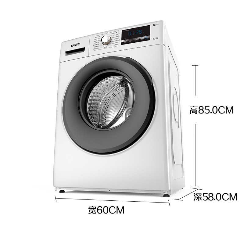 三洋(SANYO)WF90BW555S 9公斤全自动变频滚筒洗脱一体洗衣机 15℃护色洗 恒温速洗 桶自洁(白色)