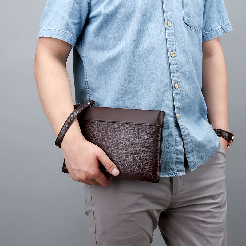 派尼美特手包男休闲钱包商务男士手拿包真皮质感大容量信封包软皮夹包