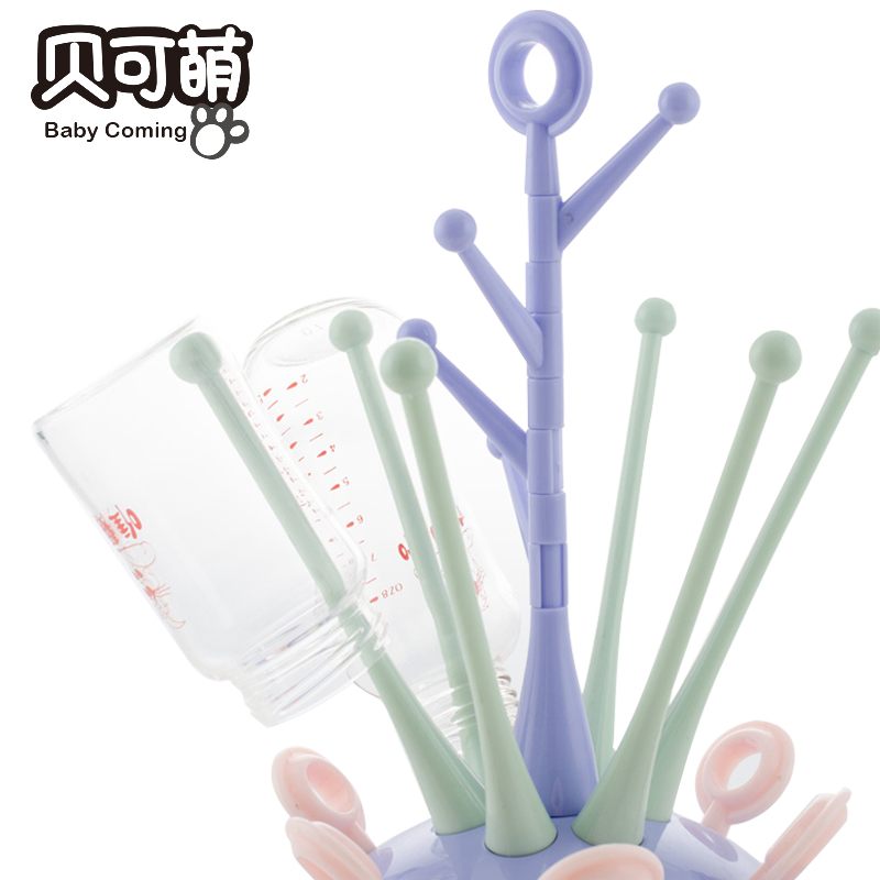 贝可萌(Baby Coming)奶瓶干燥架 奶瓶晾干沥水架 防尘架 PP+ABS材质