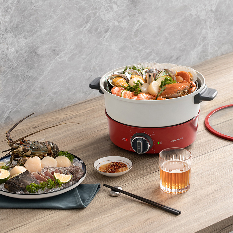 摩飞电器(MORPHY RICHARDS)多功能升降料理锅5L MR9090白色高清大图