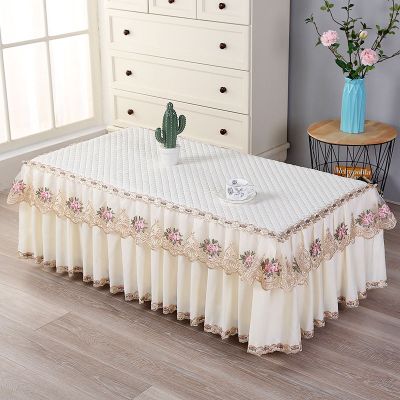 全包防滑款十里桃花米 50宽50长40高 茶几桌布防滑茶几罩田园布艺盖巾茶几布罩长方形布艺餐桌垫茶几套