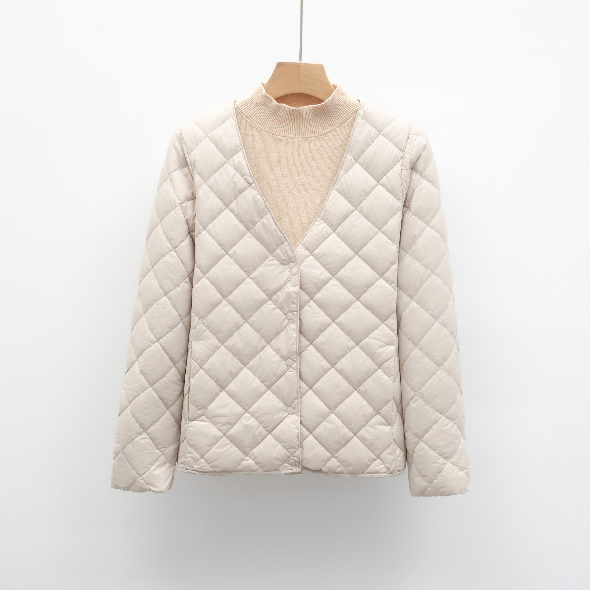 羽绒内胆新国标90绒秋冬轻薄羽绒服女V领内搭外穿外套 灰色 XL