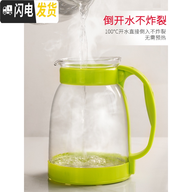 三维工匠冷水壶大容量玻璃可高温凉白开水杯茶壶套装家用果汁壶防爆凉水壶 蓝色(2000)高清大图