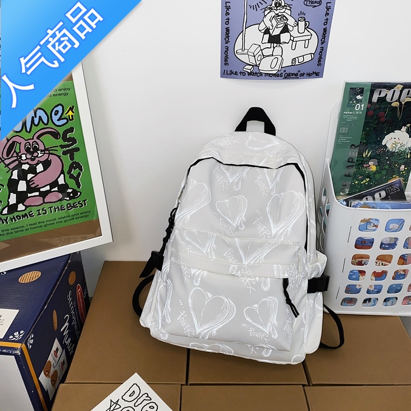 封后潮牌原创反光书包女初中学生原宿酷辣风高中大学生双肩男背包旅行学生书包