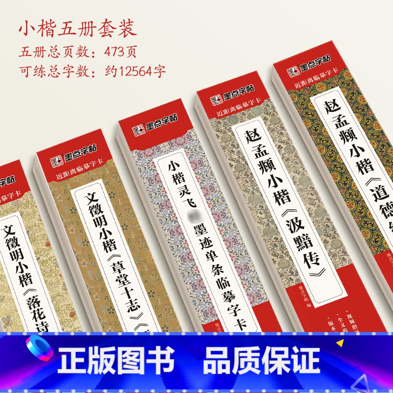 [小楷5册]小楷五册套装 [正版]小楷临摹字帖文征明小楷草堂十志琴赋练字帖落花诗千字文小楷灵飞赵孟俯小楷汲黯传瘦金体王羲高清大图