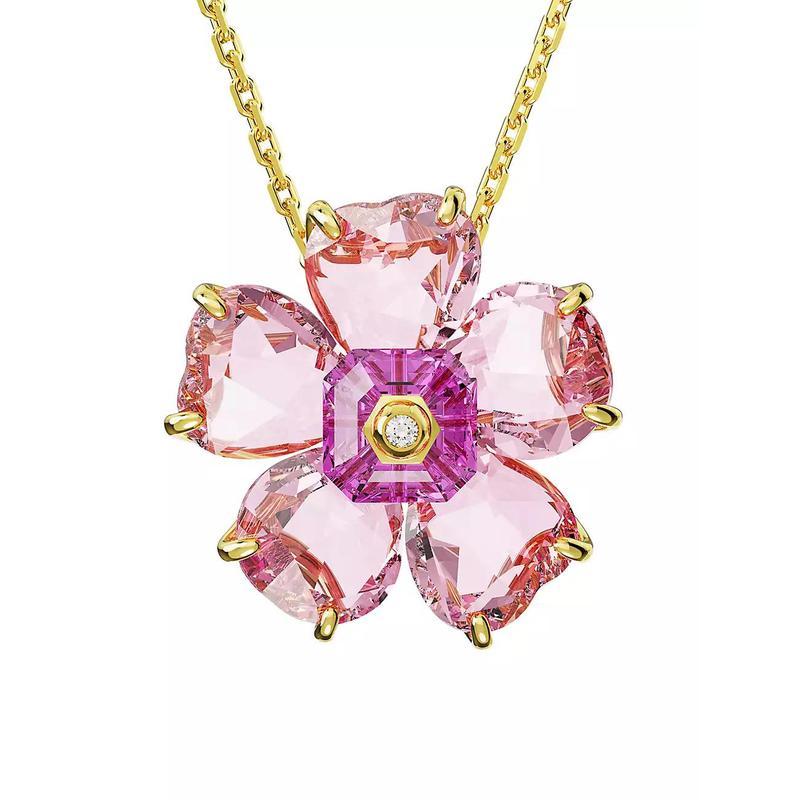 施华洛世奇swarovskiflorere简约时尚镀金水晶花朵吊坠项链