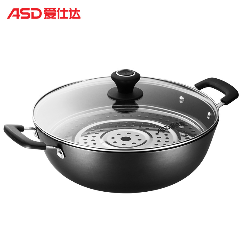 爱仕达(ASD)34CM炒锅 铸铁锈不了炒炖锅CF34D1WV