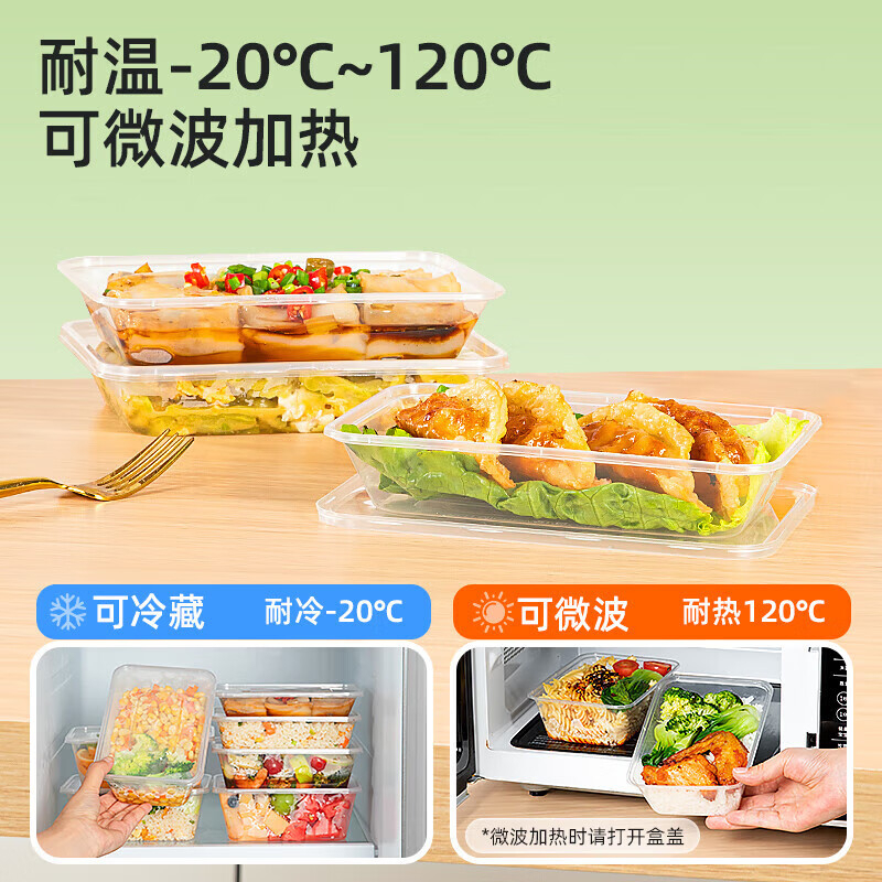 特美居 一次性长方500型光面带盖打包餐盒300套装透明TMJ-2941 BDZSSC高清大图