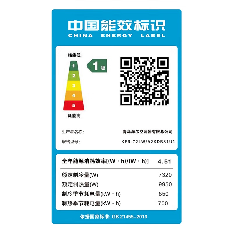 海尔(Haier) 3匹 一级能效 变频冷暖 圆柱式空调 KFR-72LW/A2KDB81U1高清大图