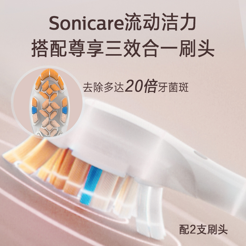 飞利浦(PHILIPS)sonicare尊享系列电动牙刷 智感科技 人工智能APP 钻石升级 HX9997/31樱花粉