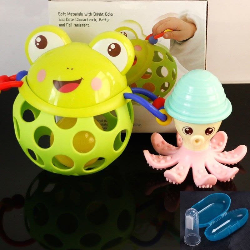 婴儿手摇铃球手抓球宝宝软胶洞洞球触觉感知抓握训练球图片