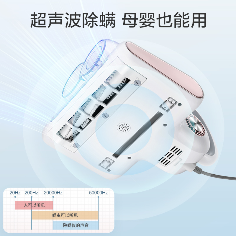 海尔(Haier)除螨仪家用手持床上大吸力双杯智能除螨仪 超声波紫外线杀菌去螨虫神器 热风除湿 HZ-C9W