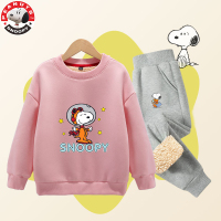 史努比(SNOOPY)儿童套装童装加绒男女中大童冬季新款圆领卫衣运动套装TZTYY2S127