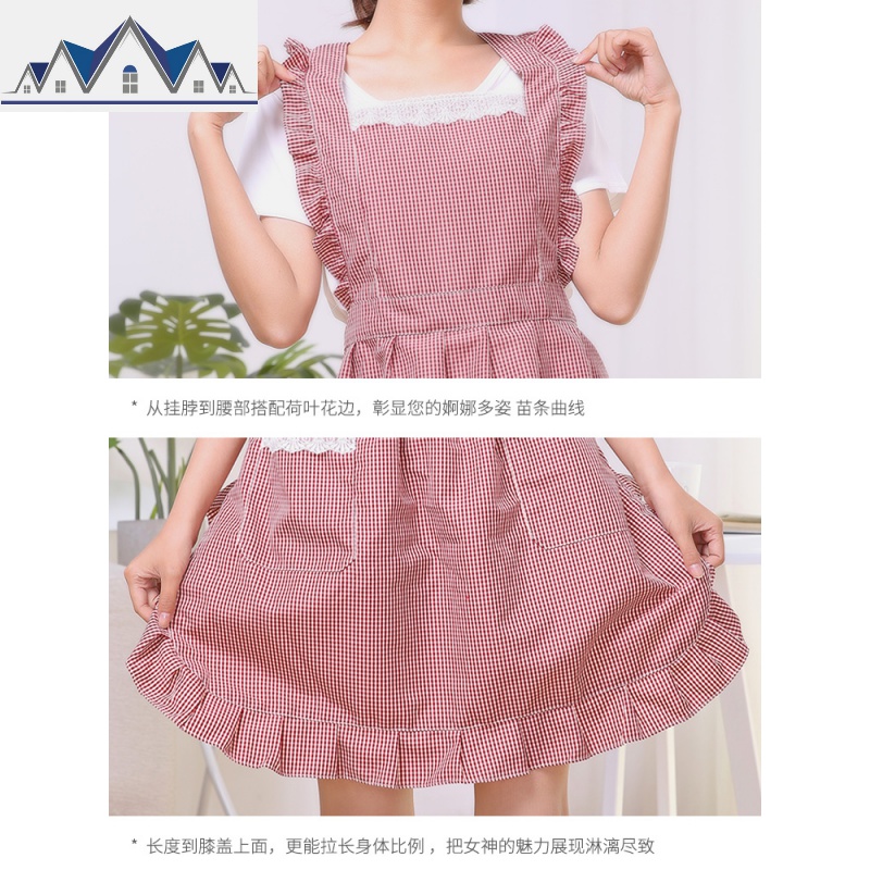 围裙厨房女防水防油围腰咖啡店工作服奶茶店可爱家用韩版小清新 三维工匠高清大图