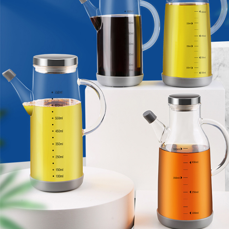 SATON ROYCE高硼硅玻璃油壶304不锈钢盖油瓶防漏耐热油瓶650ml