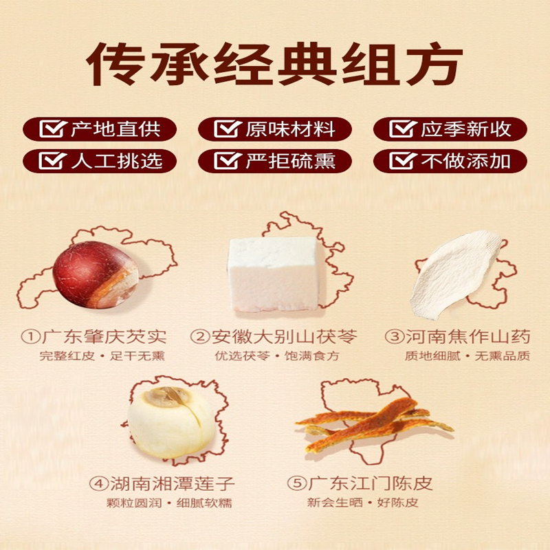 北京同仁堂 30g*10袋 代用茶茯苓四柛汤芡实山药茯苓莲子陈皮养生茶高清大图