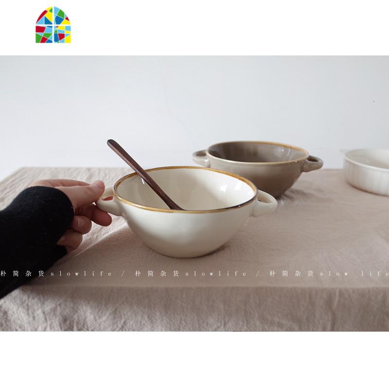 朴简 日式陶瓷双耳南瓜碗 家用米饭碗汤碗ins沙拉碗 8213 FENGHOU 双耳南瓜扁碗-瑕ci高清大图