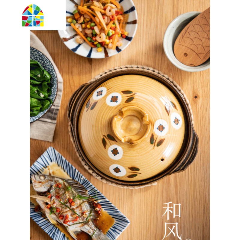 煲仔饭专用砂锅煲汤家用燃气沙锅明火土锅炖锅煮饭石锅 FENGHOU 朝颜8号锅10寸中锅3.5L高清大图