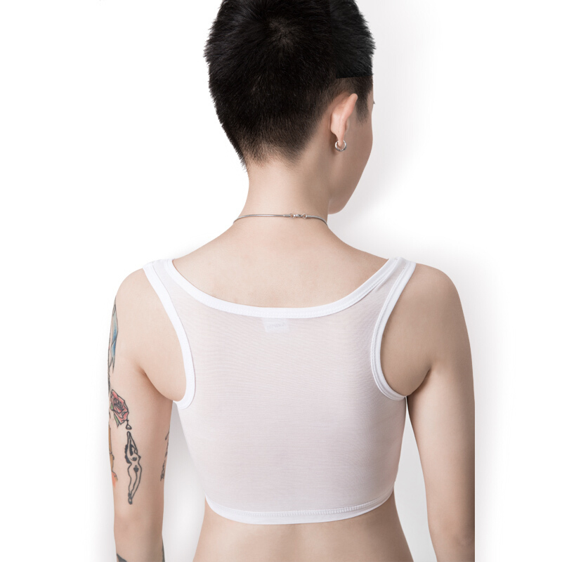 帅t束胸les短款网眼无绷带收胸束胸衣女士塑胸内衣背心白色纯净白