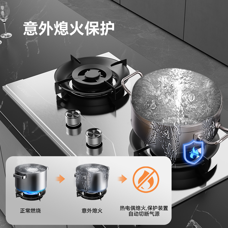 康宝5KW燃气灶JZY-2QA618天然气炉灶台 双灶具嵌入式台式两用 不锈钢面板大火力炉具高清大图
