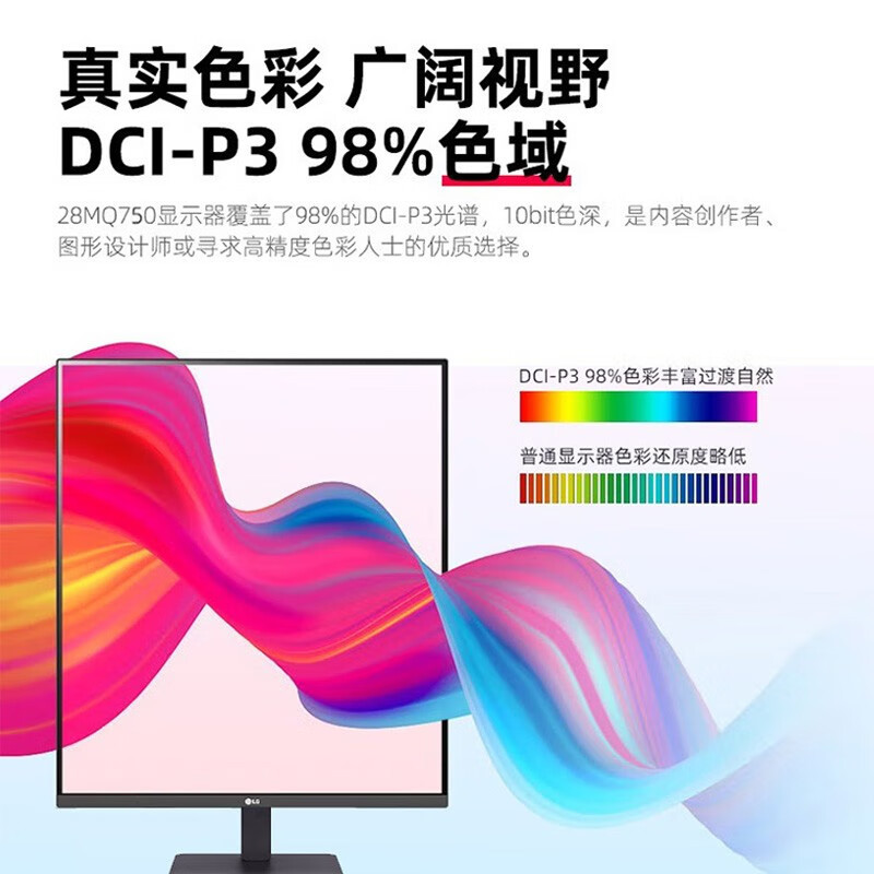 LG 28MQ750 27.6英寸 2K显示器16:18魔方屏Tpye-C 90W 播办公程序
