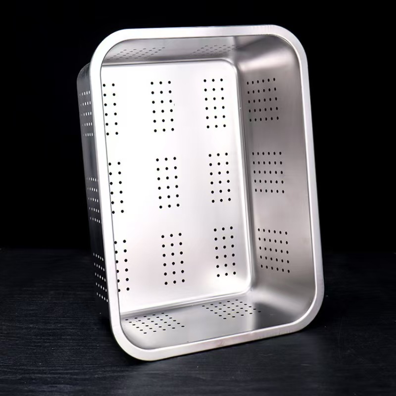 山水本色 加厚不锈钢冲孔方盘漏盆沥水篮 45*35*7cm 个高清大图