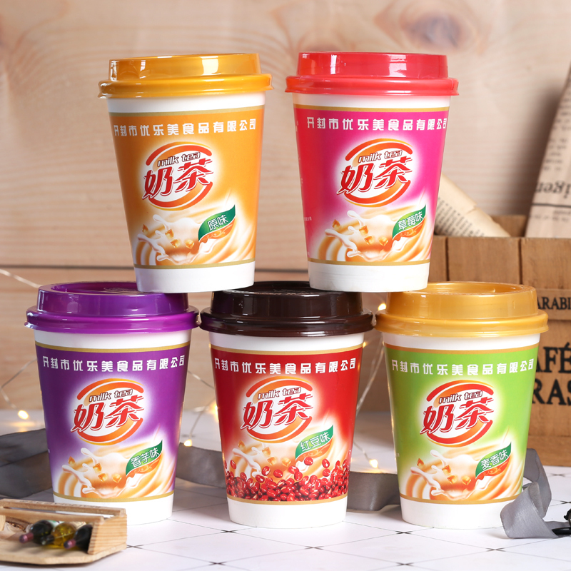 [五种口味可选]慧元康奶茶80g/杯经典原味草莓香芋麦香红豆味速溶冲泡奶茶饮品