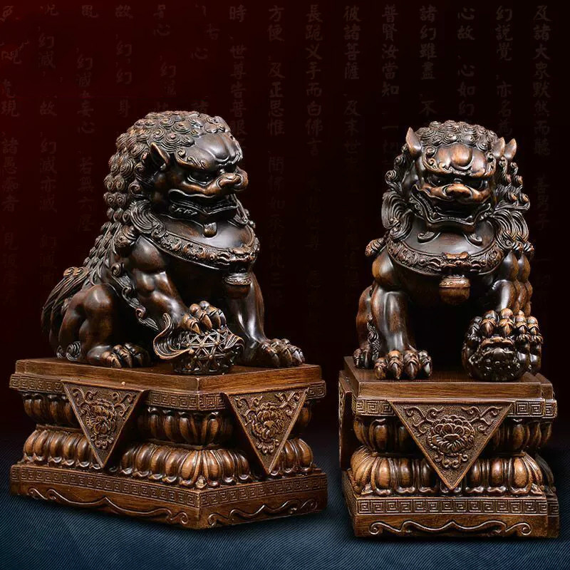 美帮汇狮子摆件工艺品一对大号树脂北京狮狮客厅家居装饰品高清大图