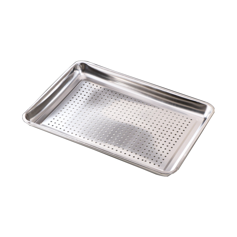 翌嘉YJ40625018 304不锈钢方盘蒸饭盘食堂托盘蒸饭柜烤箱面包馒头盘商用托盘 600*400*48带孔高清大图