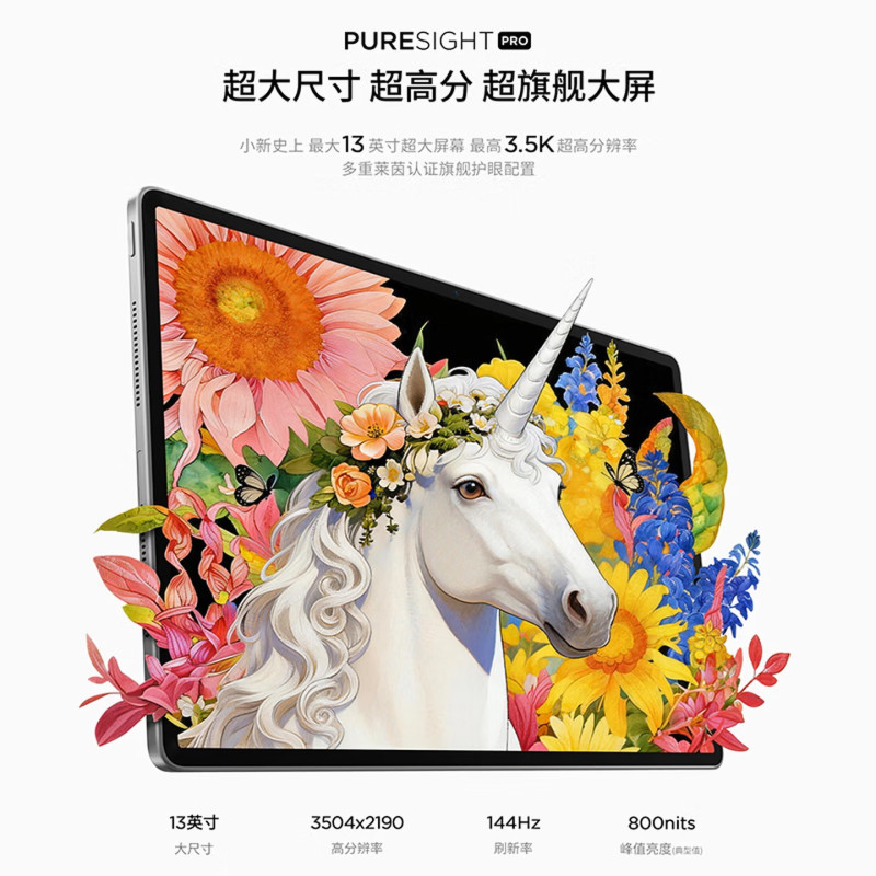 联想(Lenovo)小新PadPro13英寸平板电脑3.5K超清护眼大屏骁龙8s Gen4智学笔记8G+256G霜雪银色 AI学习办公影音高清大图