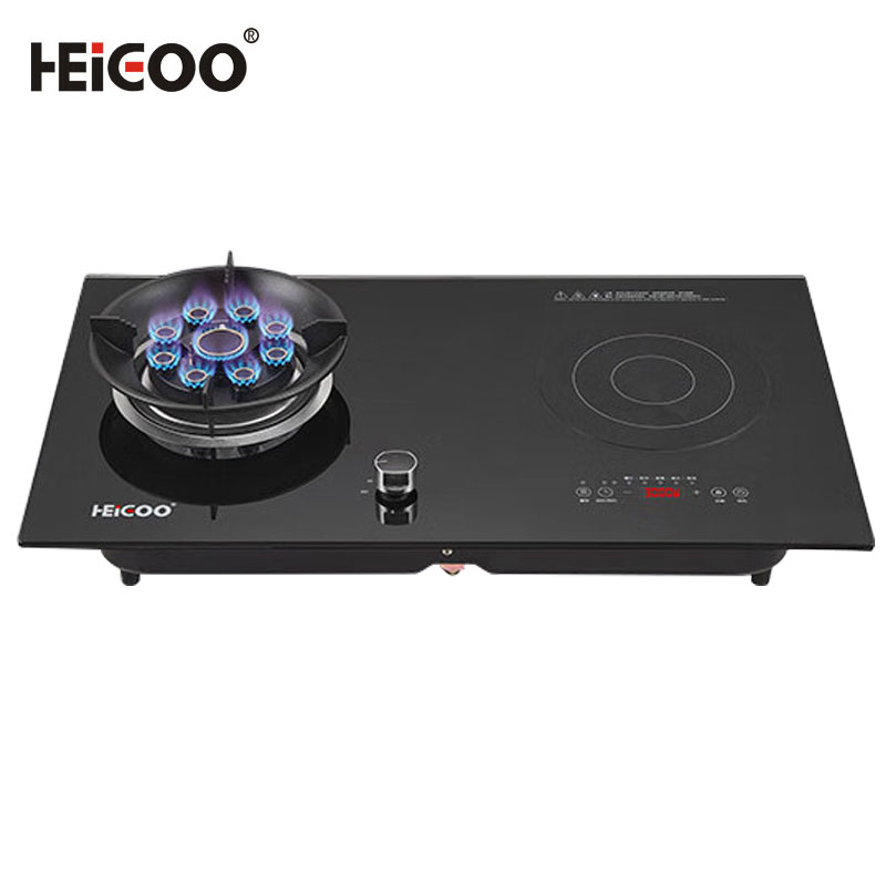 黑狗(HEIGOO)九腔猛火气电灶电气气电两用灶具台式嵌入式电磁炉燃气灶煤气一体灶二合一电一气双灶高清大图