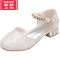可莉允公主鞋女童小高跟鞋水钻白色包头皮鞋模特钢琴表演儿童礼服方跟鞋运动休闲鞋