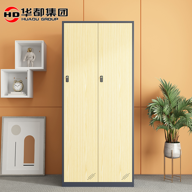 华都HDCY-20 彩雅灰黄二门更衣柜华都文件柜更衣柜档案柜资料办公柜铁皮柜钢制木纹转印柜器械柜储物柜高清大图