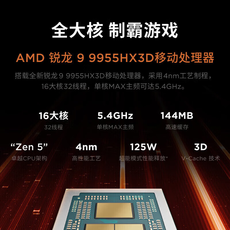 联想(Lenovo)拯救者R9000P 2025新款 16英寸电竞游戏本笔记本电脑(R9-9955HX 32G 1T RTX5080 2.5k 240Hz 广色域)碳晶黑高清大图