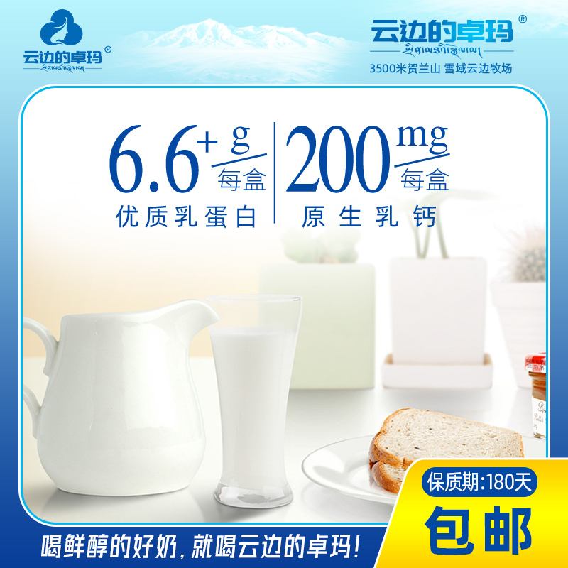 云边的卓玛纯牛奶200ml*20盒 3.3g蛋白 3500米贺兰山牧场 纯生牛乳 清甜本味