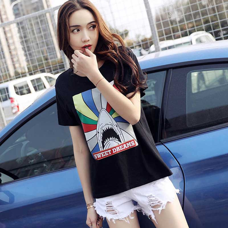 女装 #百搭穿就对了网红同款半截袖衣服hip-hop奇葩快手同款夏T恤