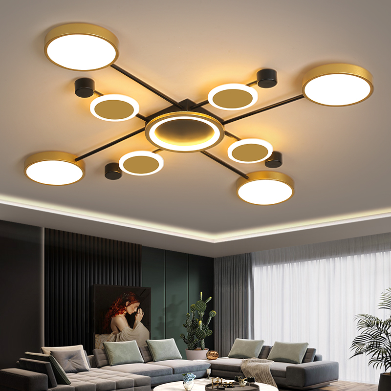 苏宁优购 北欧吸顶灯新款金色客厅灯具现代简约大气卧室灯个性创意