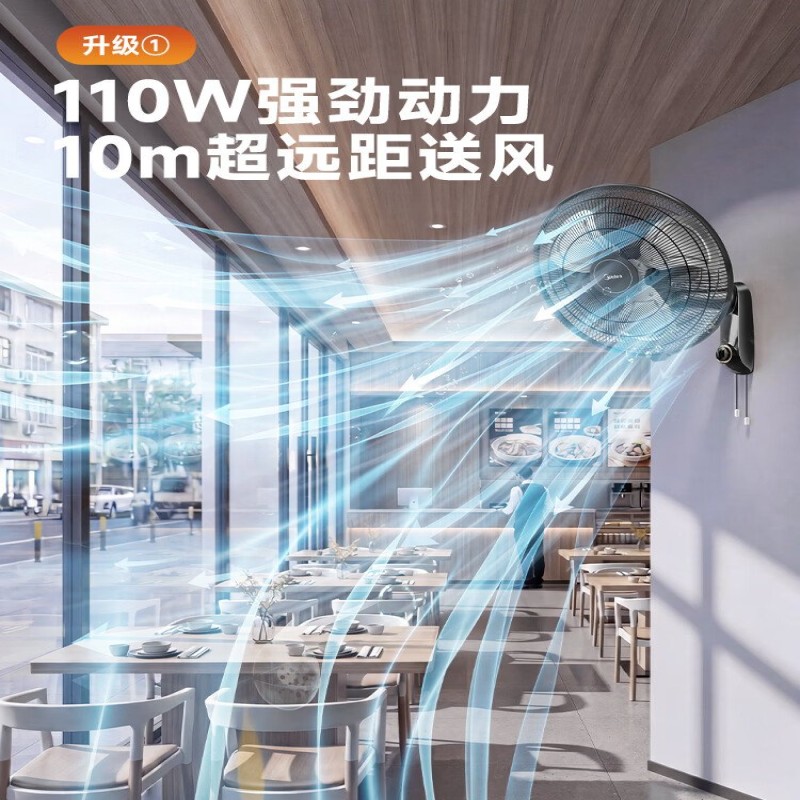美的(Midea)壁扇挂壁式工业金属扇 食堂厨房宿舍广角摇头大风量定频风扇20吋大头扇挂墙壁挂电风扇 FW45-20B高清大图