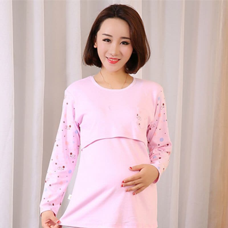 迪鲁奥（DILUAO)孕妇秋衣纯棉哺乳 哺乳衣月子服上衣喂奶衣纯棉衬衣睡衣图片