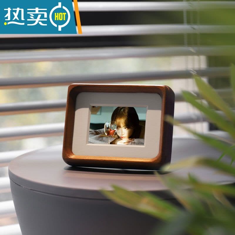 敬平迷你小摆台照片打印加定制装裱实木照片框4寸儿童diy宝宝3寸相框 柚木(新款) 5寸(内9*12.7cm)图片