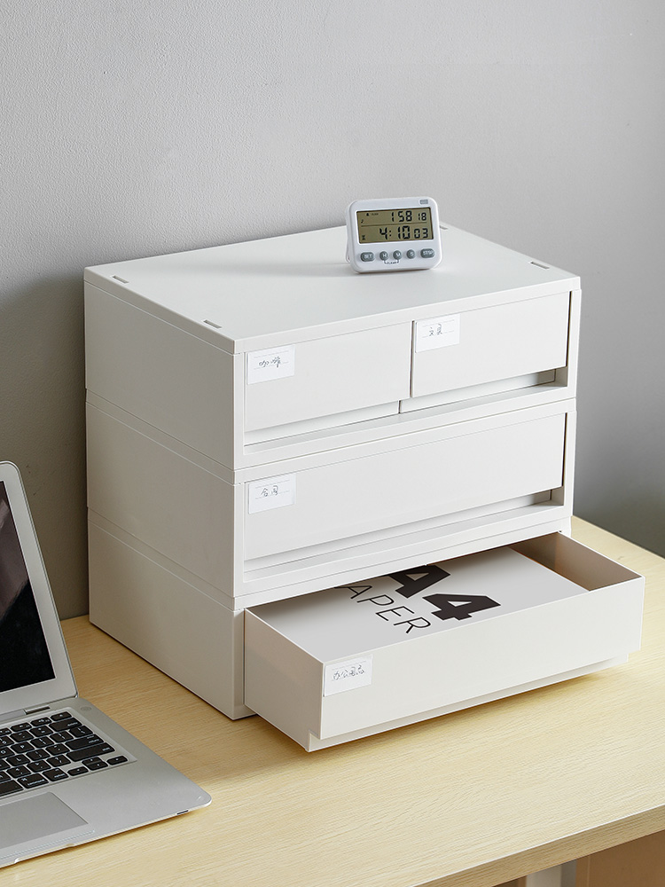 桌面收纳盒抽屉式双格a4文件盒入户玄关收纳办公柜门口整理盒