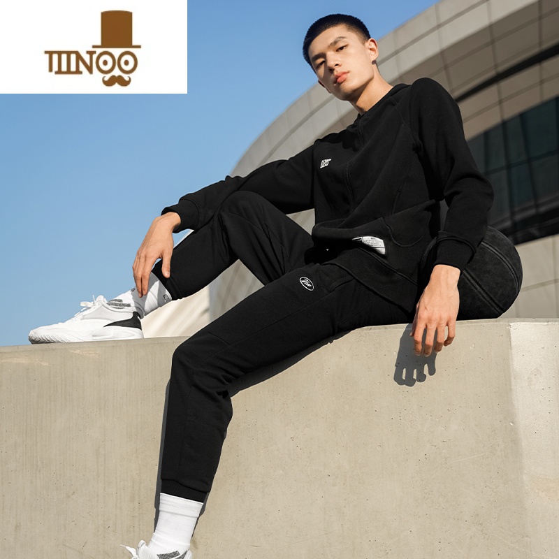 YANXU运动长裤子男宽松束脚休闲扎袜篮球针织美式训练春季针织卫裤高清大图