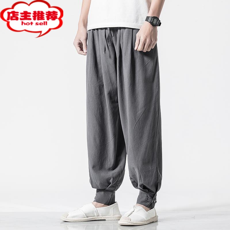 shanchao僧裤免绑腿男女棉麻僧人宽松和尚裤子收口居士禅修裤长裤子