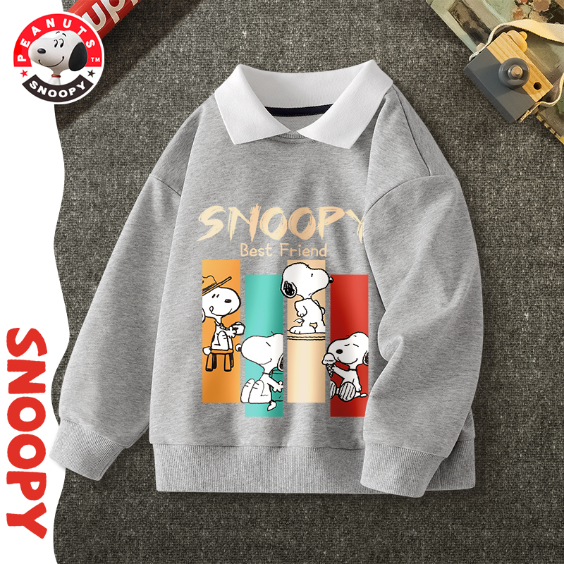 史努比(SNOOPY)童装卫衣男女中大童翻领卫衣WAD