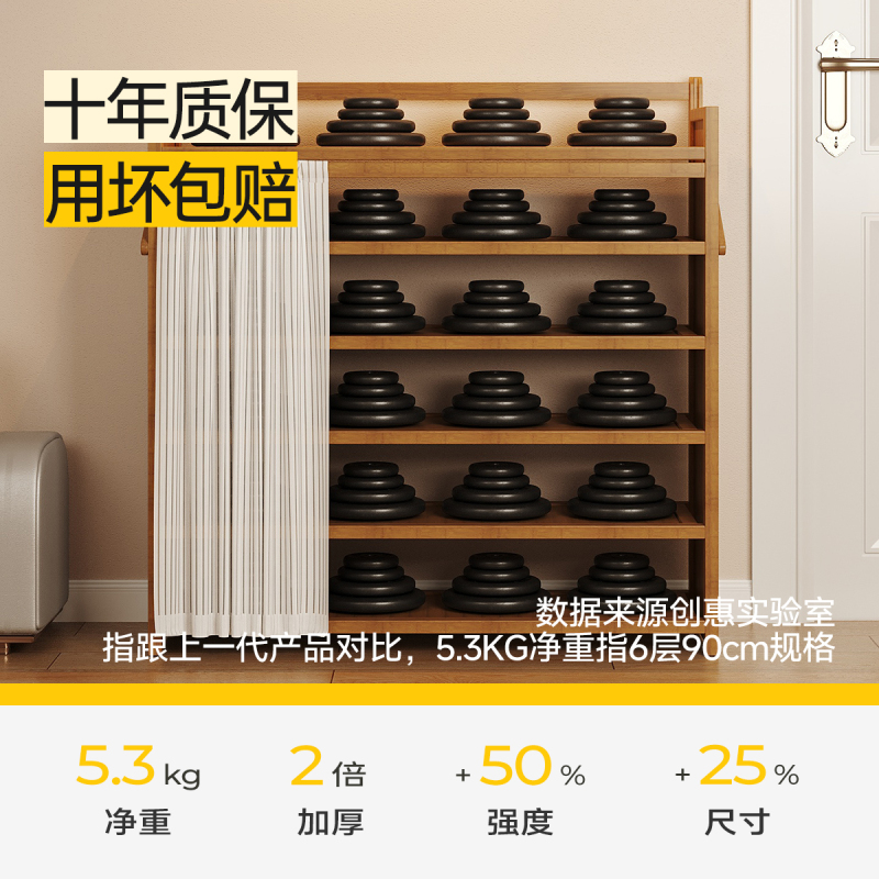 鞋架多层家用门口入户门小窄简易鞋架子折叠免安装一体式鞋柜高清大图